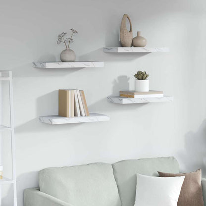 Scaffale Da Parete 2 Pcs 120 X 23,5 X 4 Cm Marmo Bianco