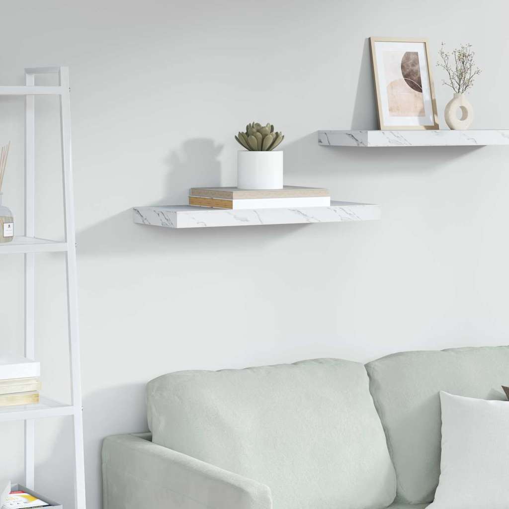 Scaffale Da Parete 2 Pcs 120 X 23,5 X 4 Cm Marmo Bianco
