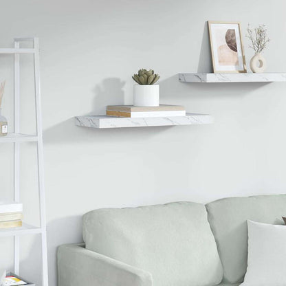 Scaffale Da Parete 2 Pcs 120 X 23,5 X 4 Cm Marmo Bianco