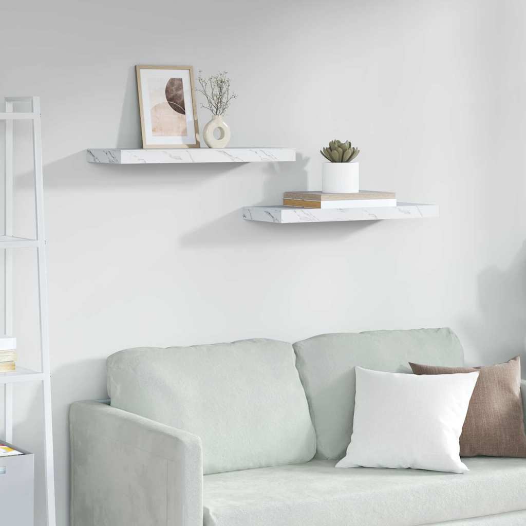 Scaffale Da Parete 2 Pcs 120 X 23,5 X 4 Cm Marmo Bianco