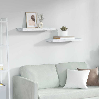 Scaffale Da Parete 2 Pcs 120 X 23,5 X 4 Cm Marmo Bianco