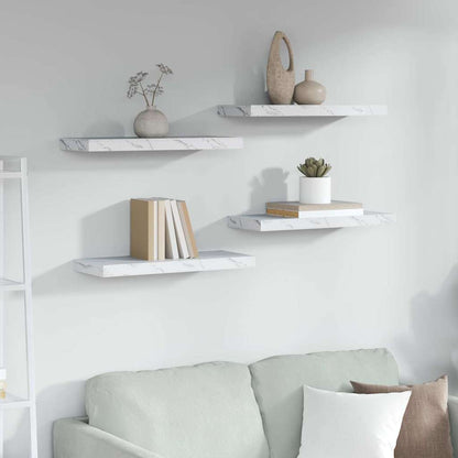 Scaffale Da Parete 2 Pcs 120 X 23,5 X 4 Cm Marmo Bianco