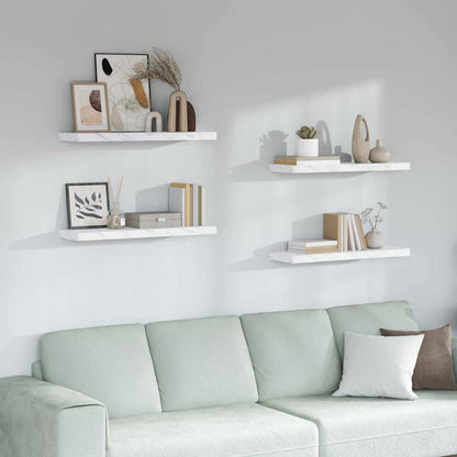 Scaffale Da Parete 2 Pcs 120 X 23,5 X 4 Cm Marmo Bianco