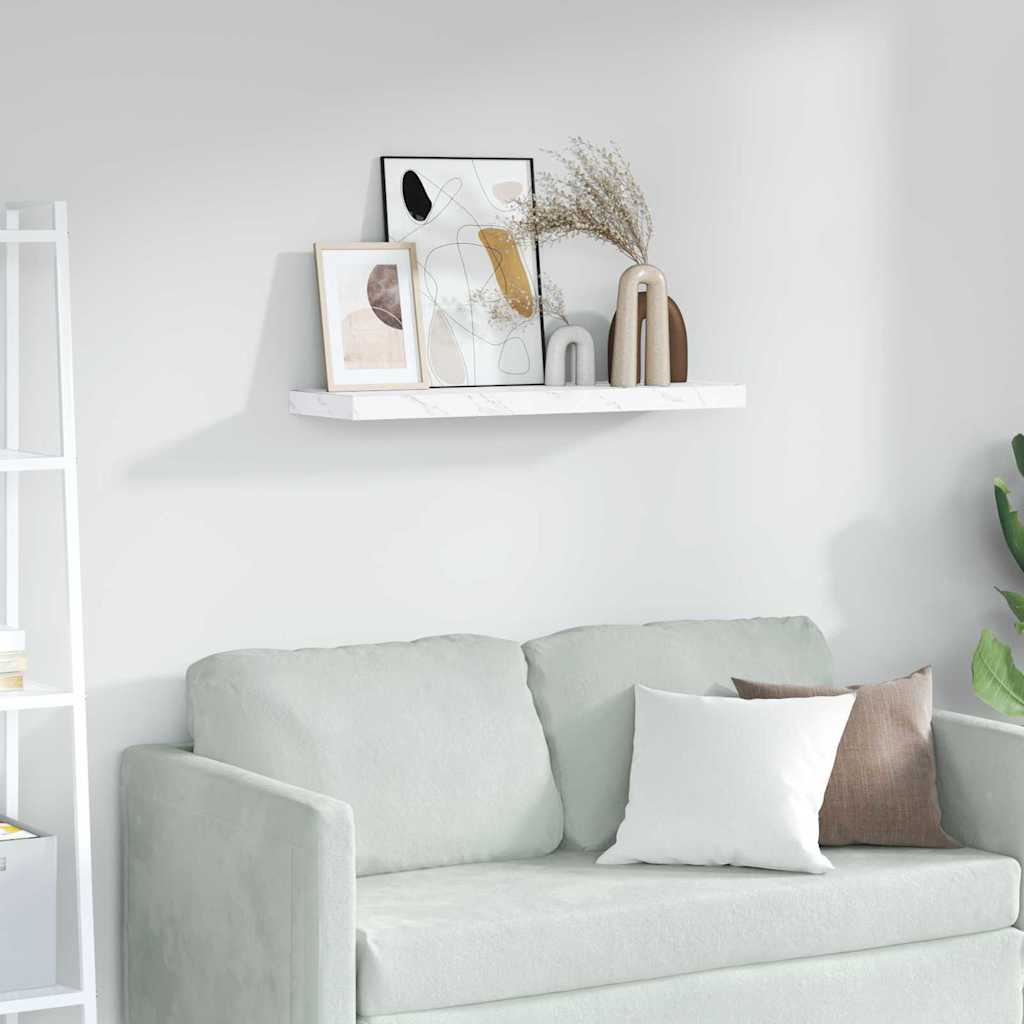 Scaffale Da Parete 2 Pcs 120 X 23,5 X 4 Cm Marmo Bianco