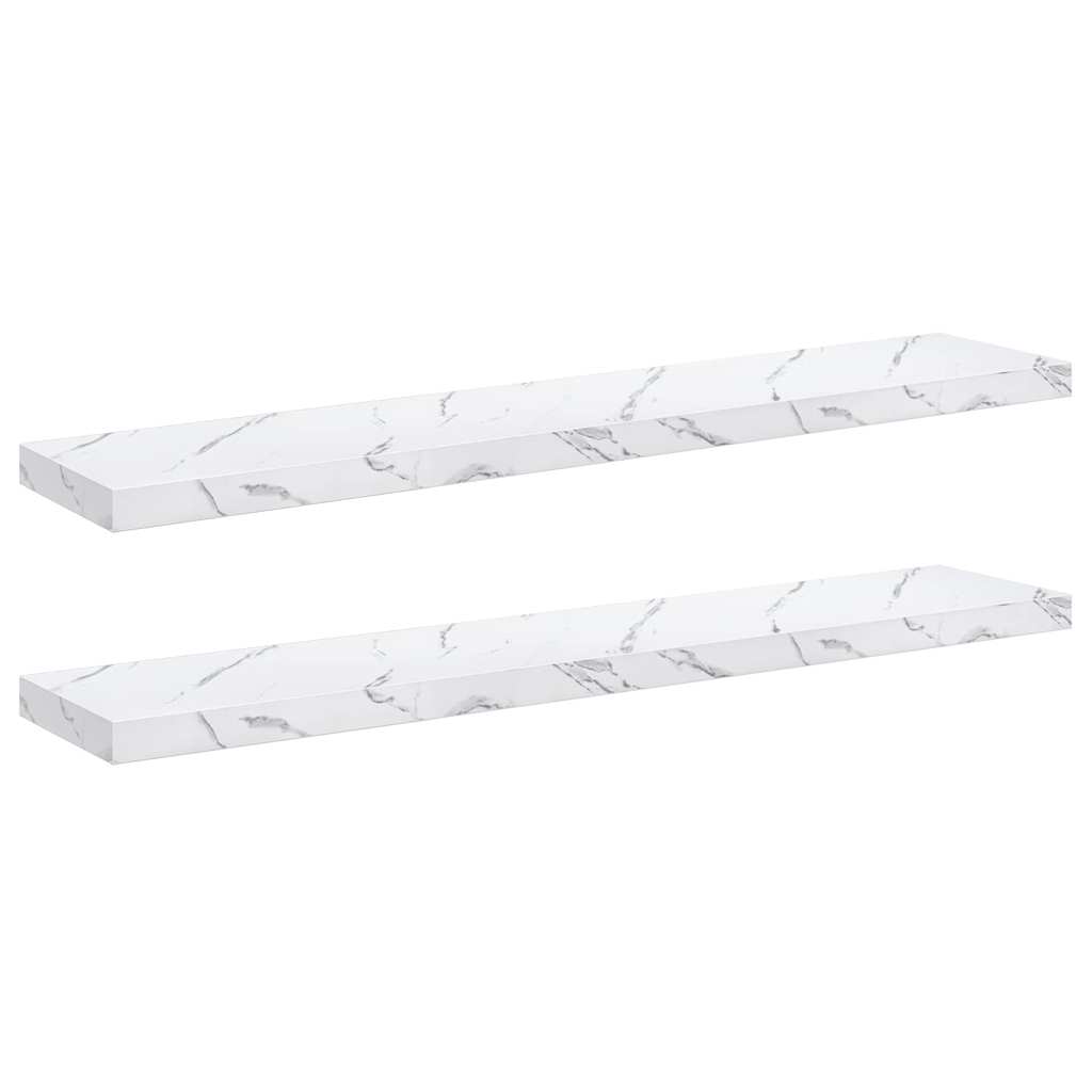 Scaffale Da Parete 2 Pcs 120 X 23,5 X 4 Cm Marmo Bianco