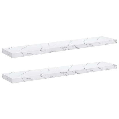 Scaffale Da Parete 2 Pcs 120 X 23,5 X 4 Cm Marmo Bianco