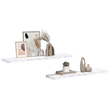 Scaffale Da Parete 2 Pcs 120 X 23,5 X 4 Cm Marmo Bianco