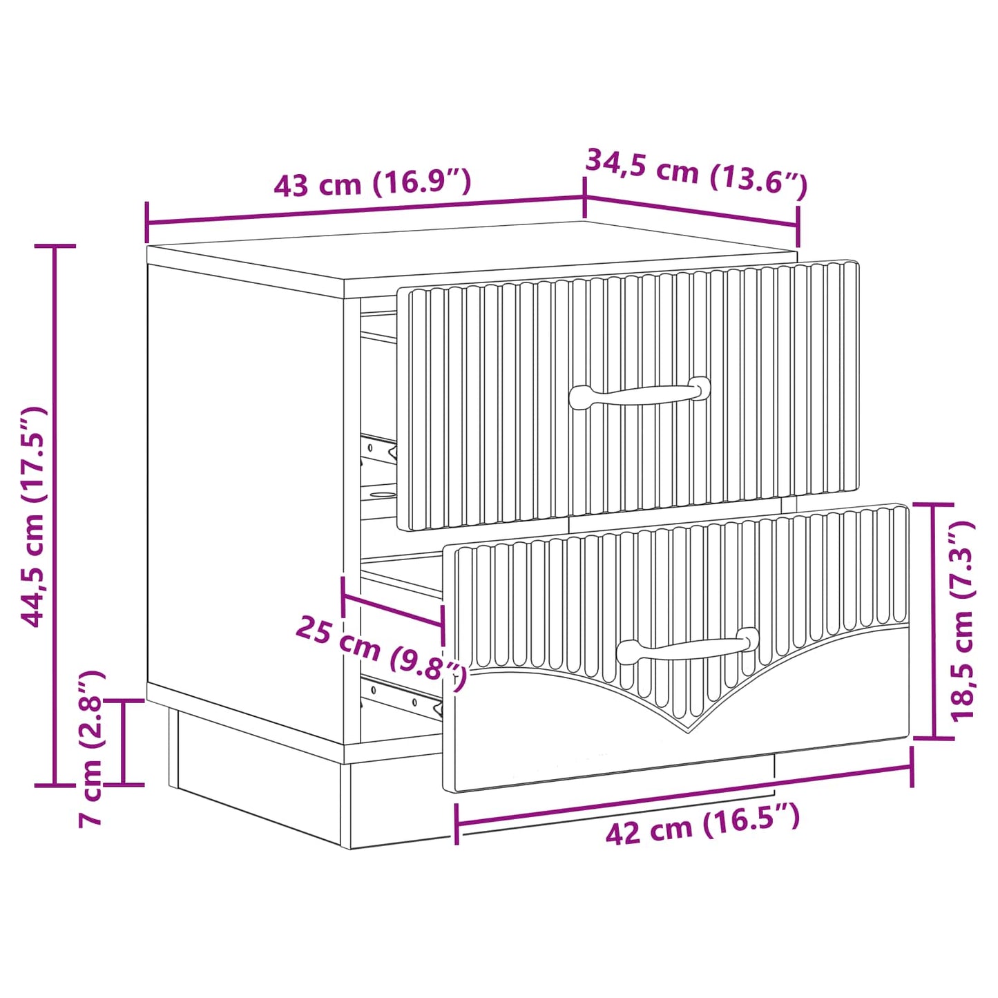Armadio Da Notte 2 Pcs 43 X 34,5 X 44,5 Cm
