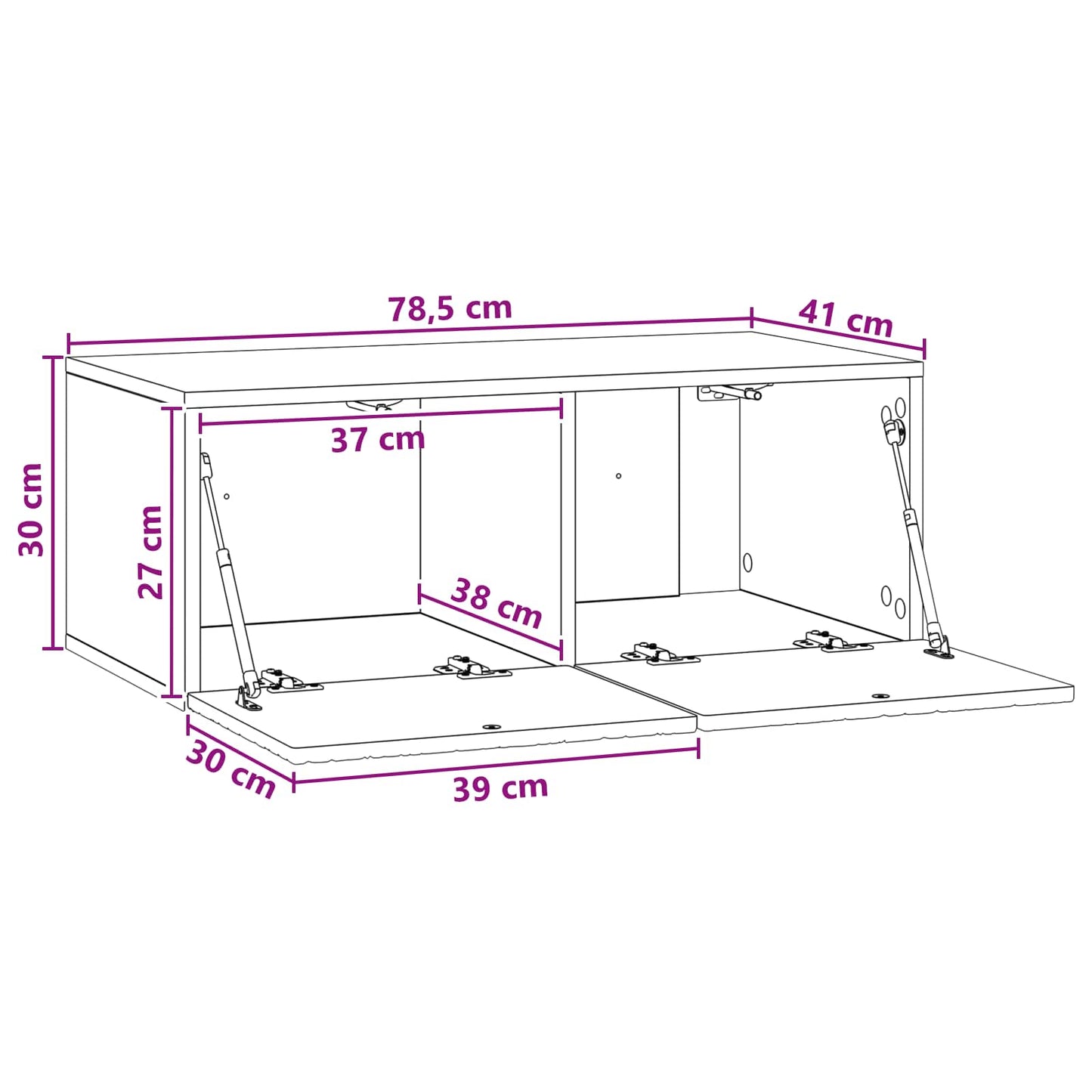 Mobile Porta Tv Da Muro 78,5 X 41 X 30 Cm