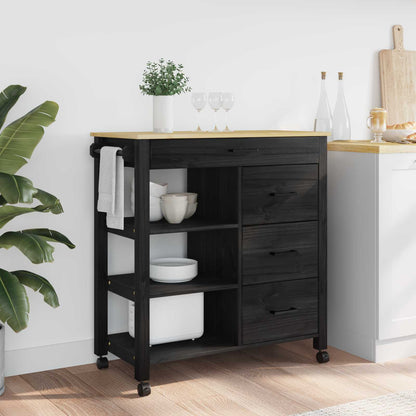 Carrello Da Cucina Monza 84X40X88,5 Cm In Legno Massello Di Pino