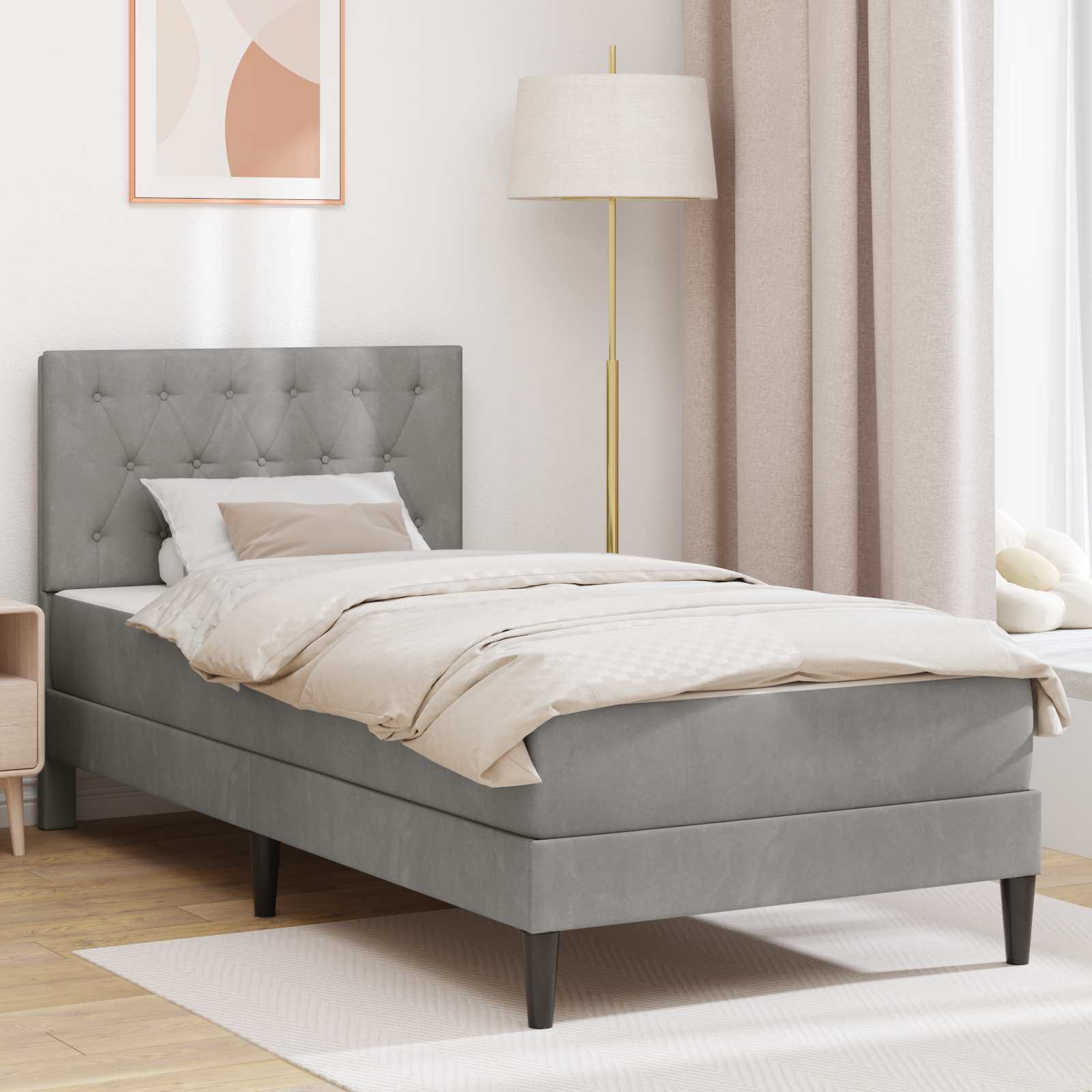 Struttura Letto Con Materasso  Velluto