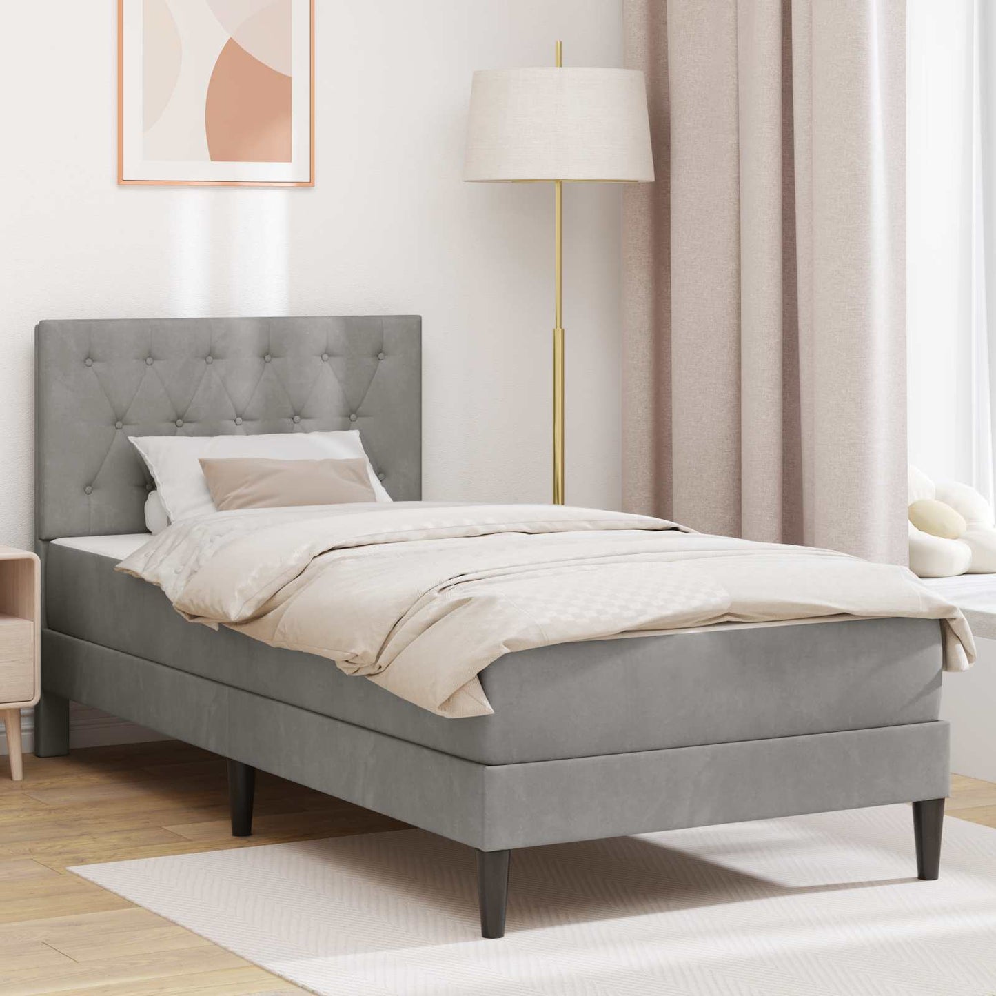 Struttura Letto Con Materasso  Velluto