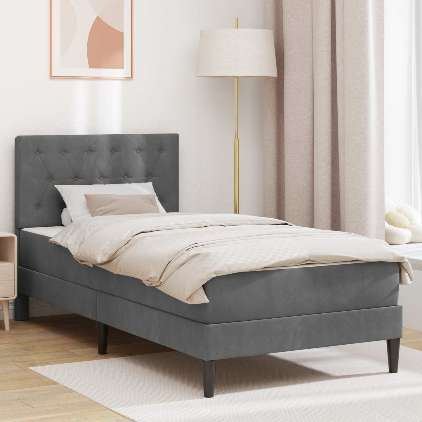 Struttura Letto Con Materasso  Velluto