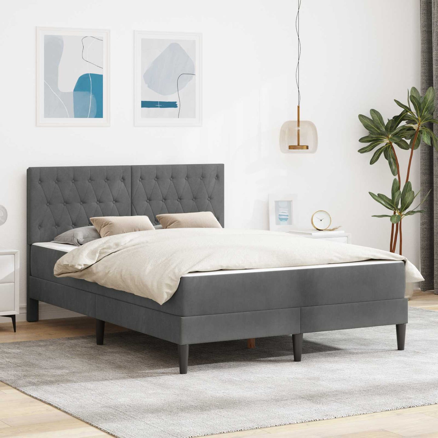 Struttura Letto Con Materasso  Velluto