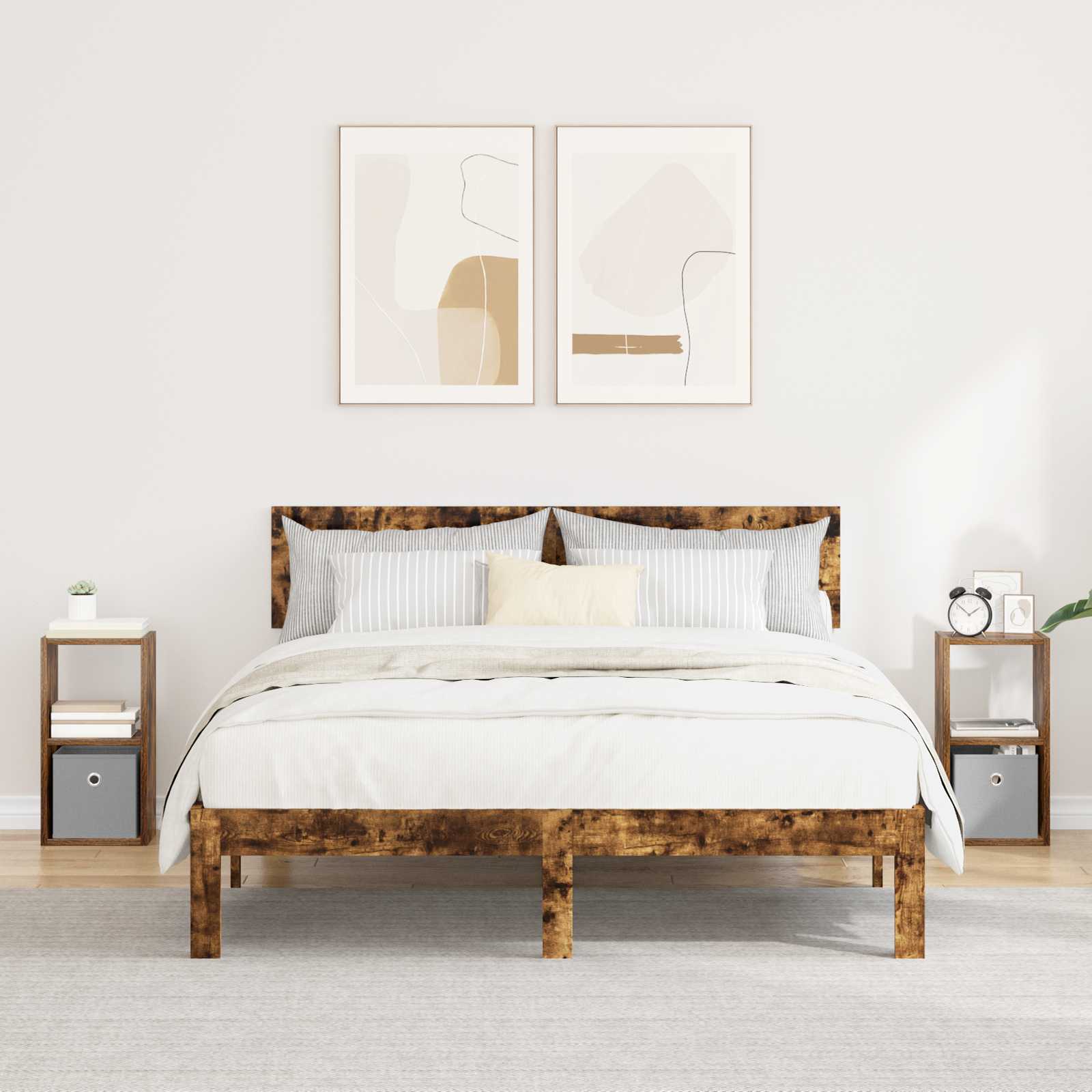 Comodino Rovere Fumé 35 X 32 X 68,5 Cm Legno Multistrato