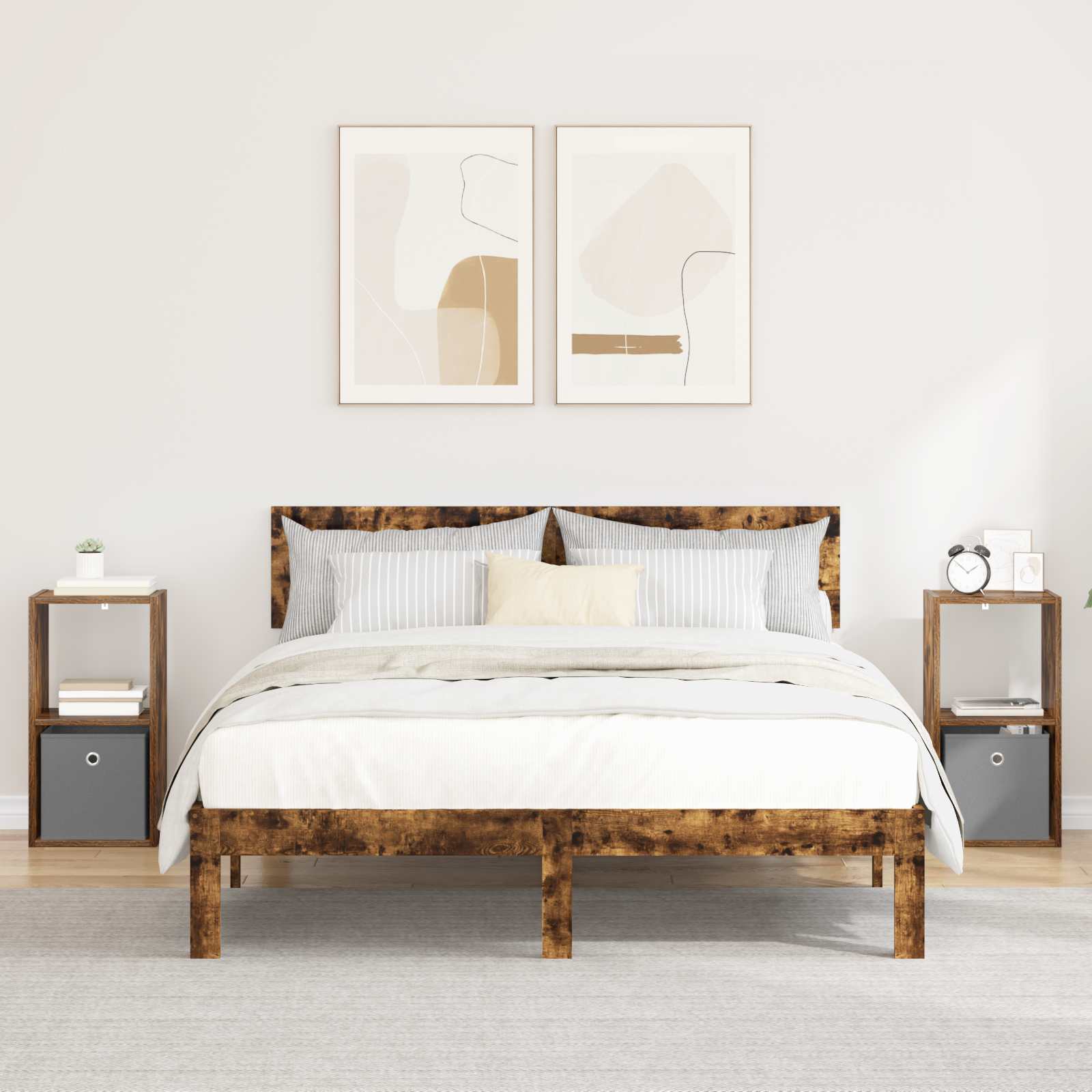Comodino Rovere Fumé 35 X 32 X 68,5 Cm Legno Multistrato