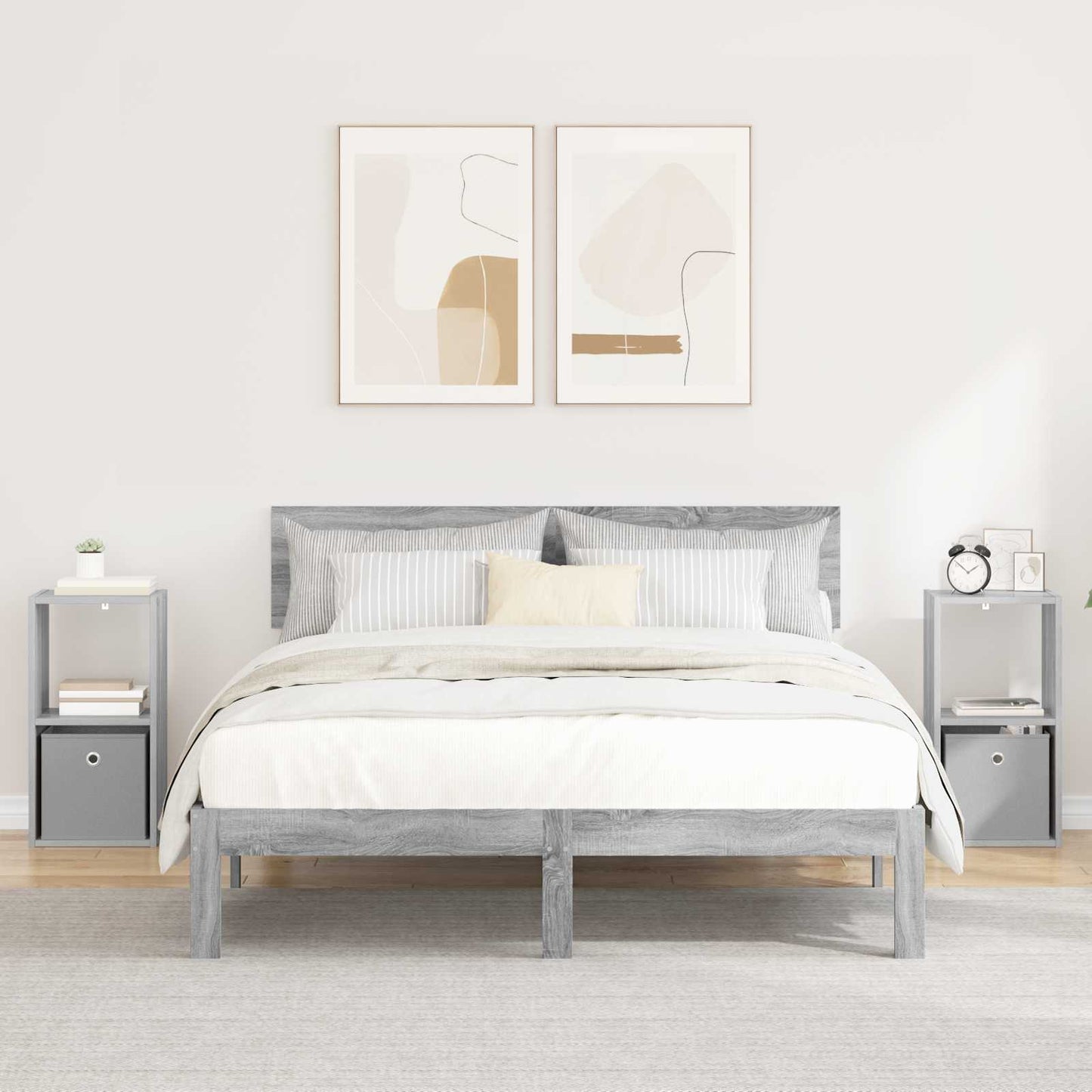 Comodino Rovere Fumé 35 X 32 X 68,5 Cm Legno Multistrato