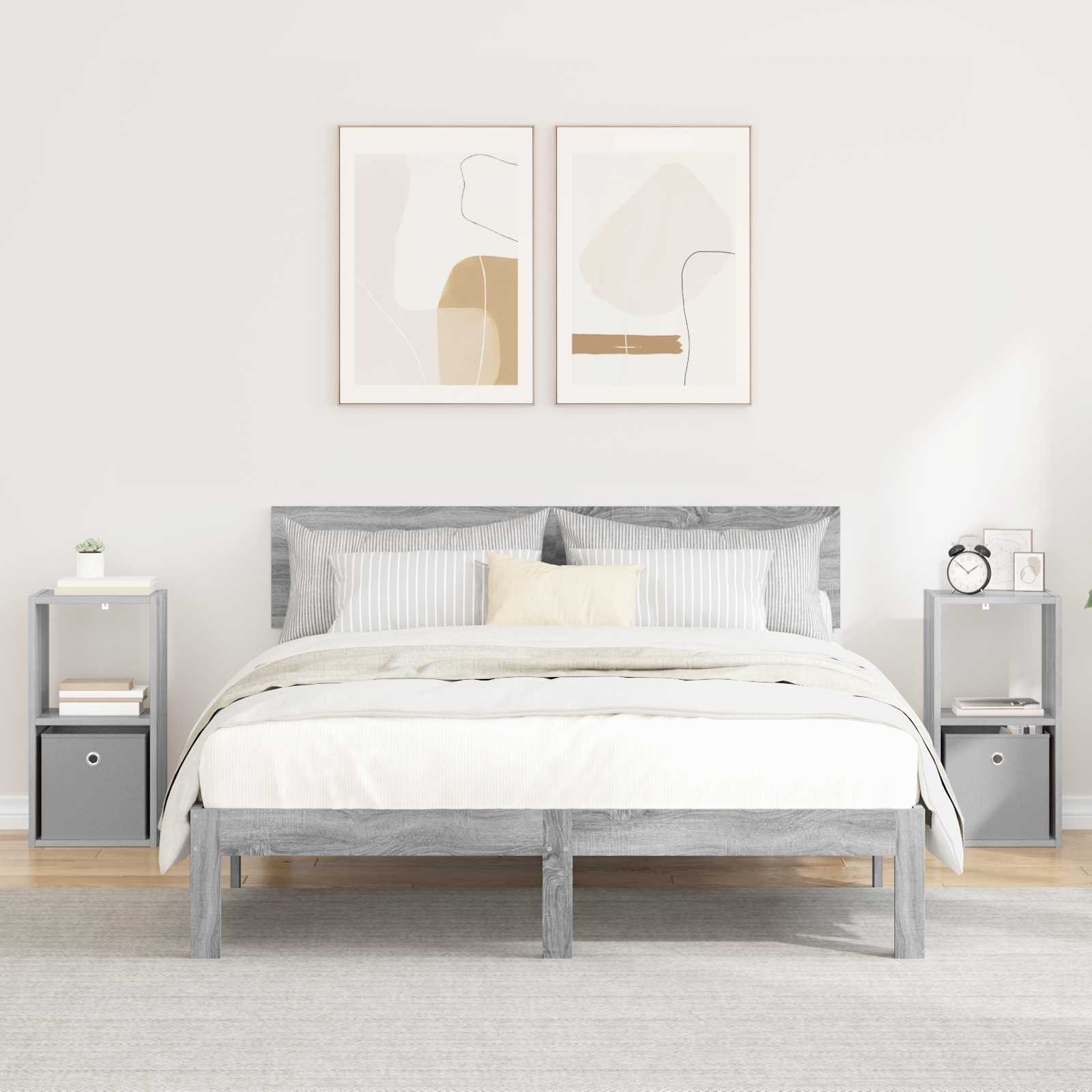 Comodino Rovere Fumé 35 X 32 X 68,5 Cm Legno Multistrato