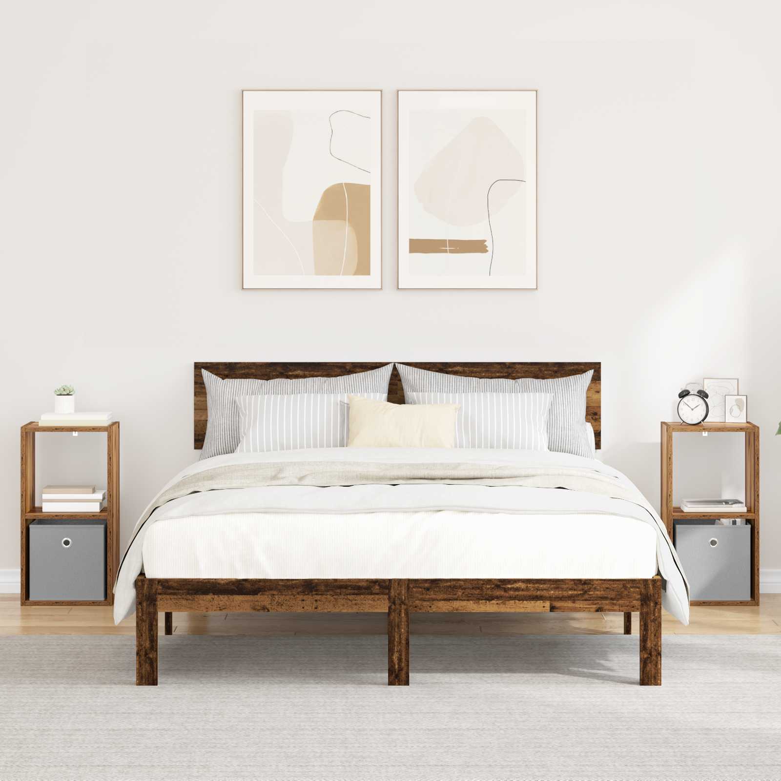 Comodino Rovere Fumé 35 X 32 X 68,5 Cm Legno Multistrato