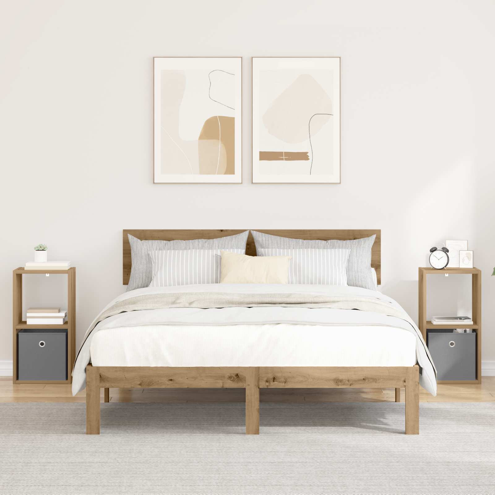Comodino Rovere Fumé 35 X 32 X 68,5 Cm Legno Multistrato