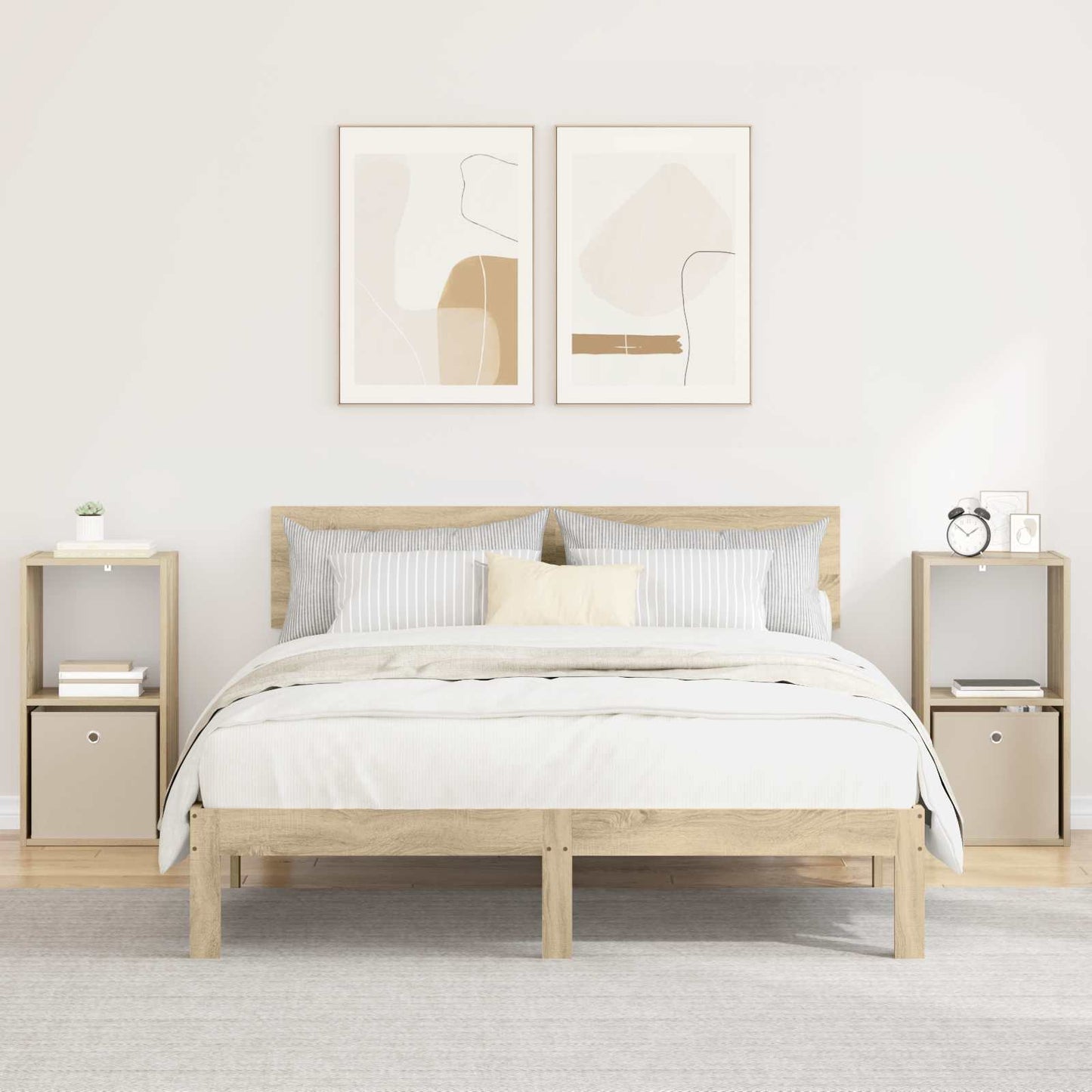 Comodino Rovere Fumé 35 X 32 X 68,5 Cm Legno Multistrato