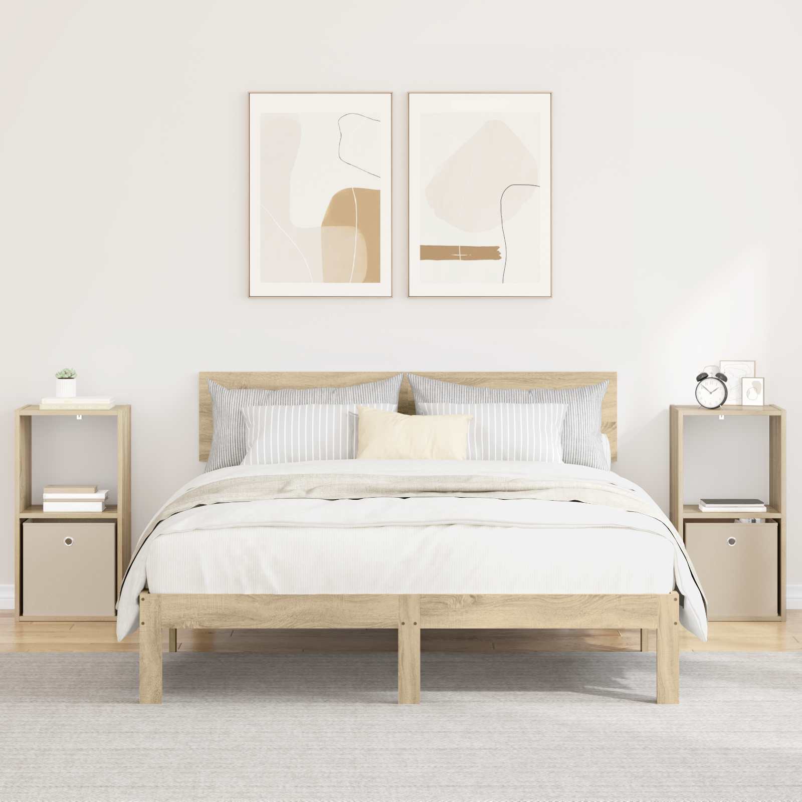 Comodino Rovere Fumé 35 X 32 X 68,5 Cm Legno Multistrato