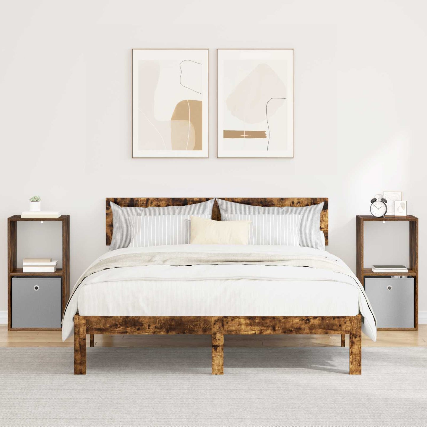 Comodino Rovere Fumé 35 X 32 X 68,5 Cm Legno Multistrato