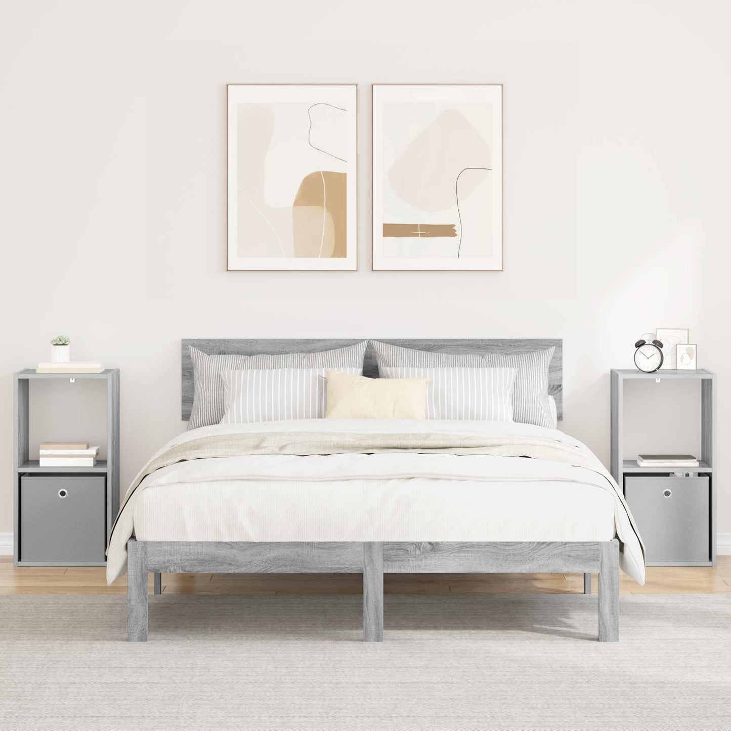 Comodino Rovere Fumé 35 X 32 X 68,5 Cm Legno Multistrato