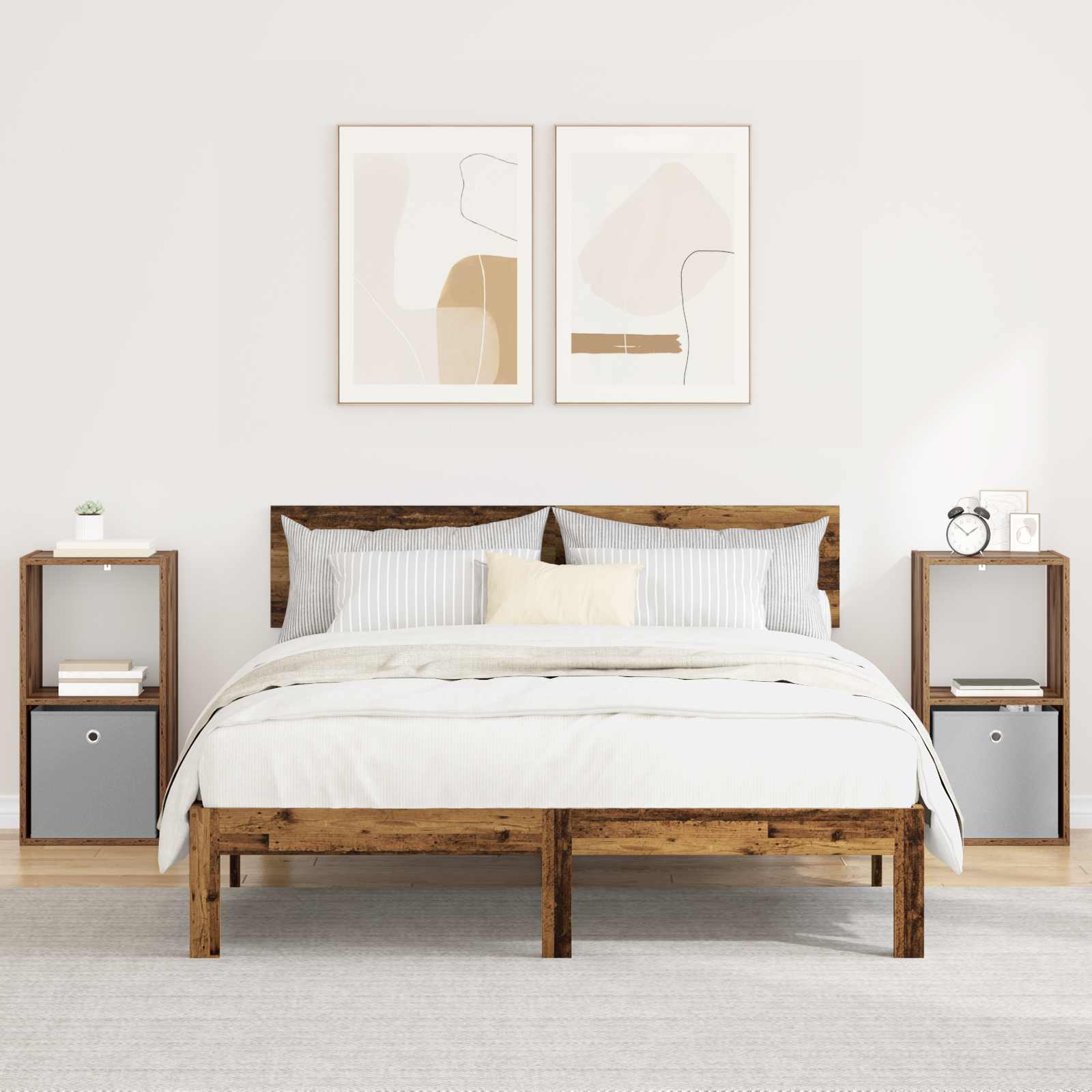 Comodino Rovere Fumé 35 X 32 X 68,5 Cm Legno Multistrato