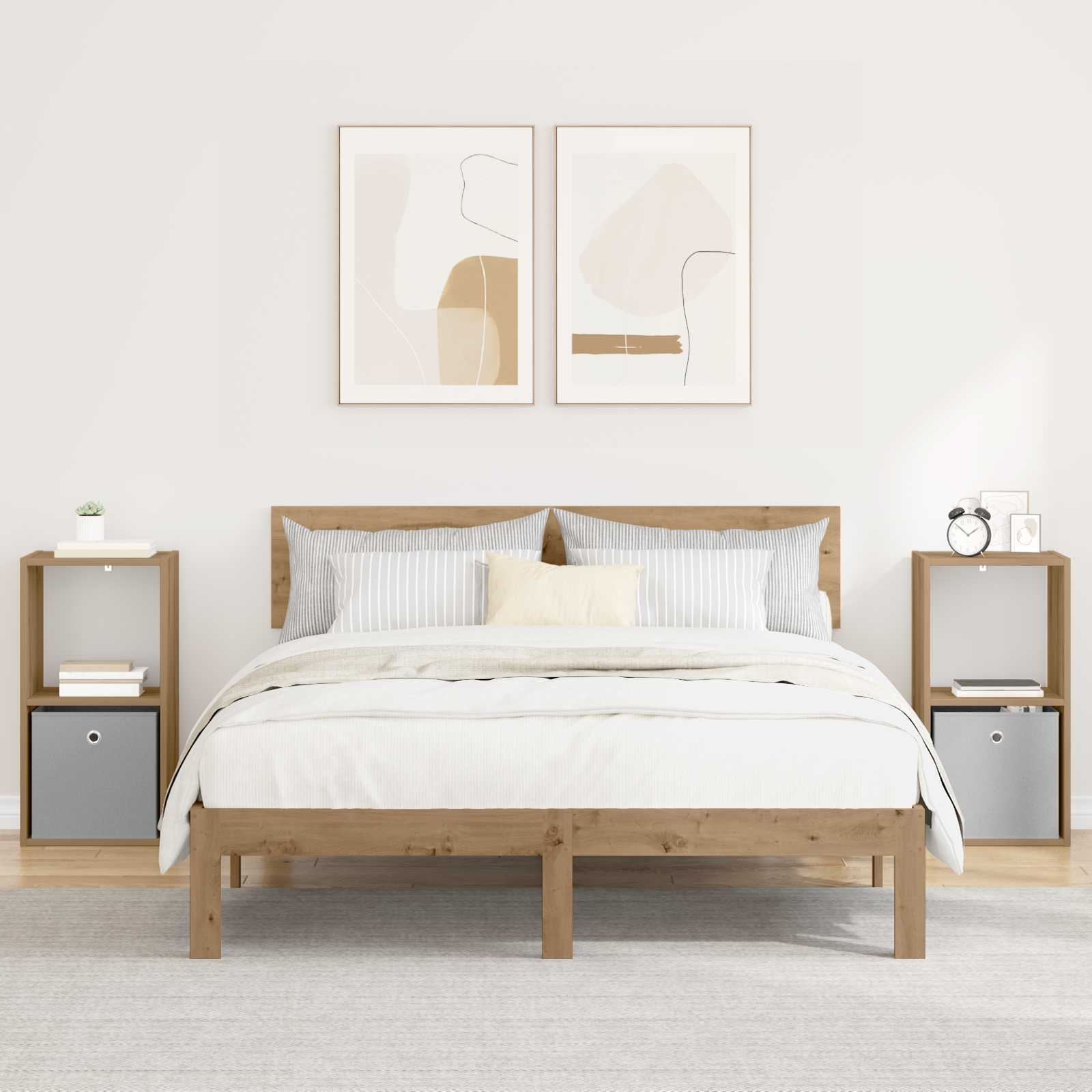 Comodino Rovere Fumé 35 X 32 X 68,5 Cm Legno Multistrato