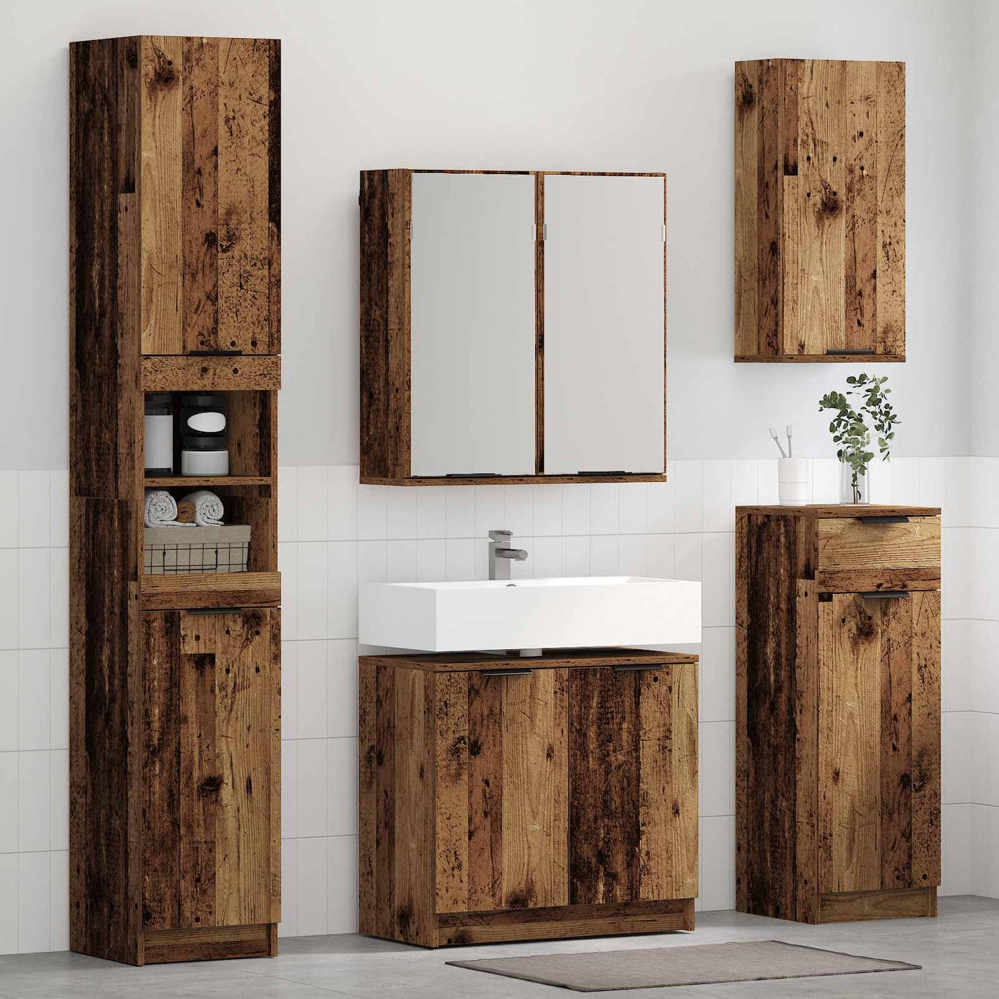 Set Mobili Da Bagno 4 Pz In Legno Multistrato