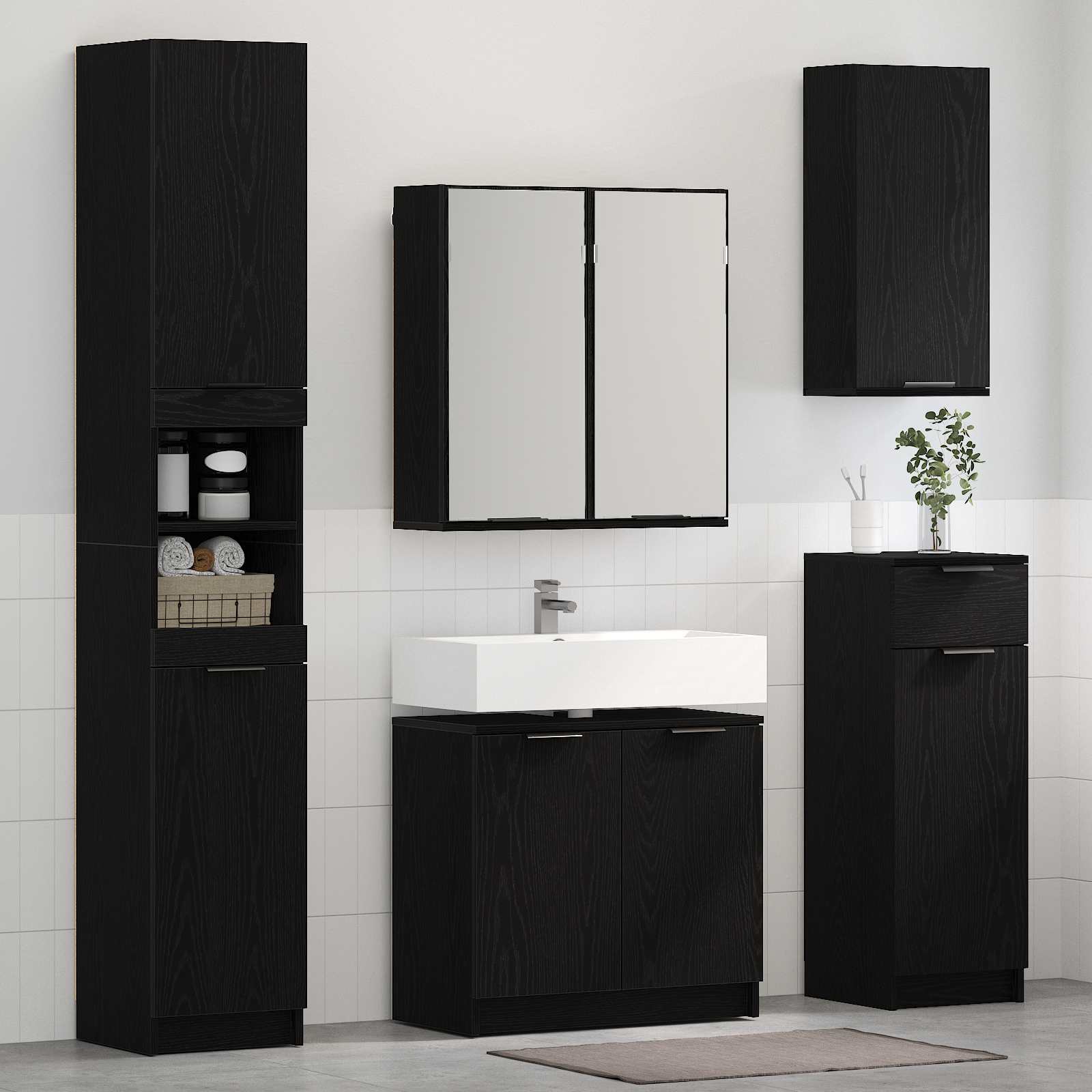 Set Di Mobili Da Bagno 3 Pz In Legno Multistrato