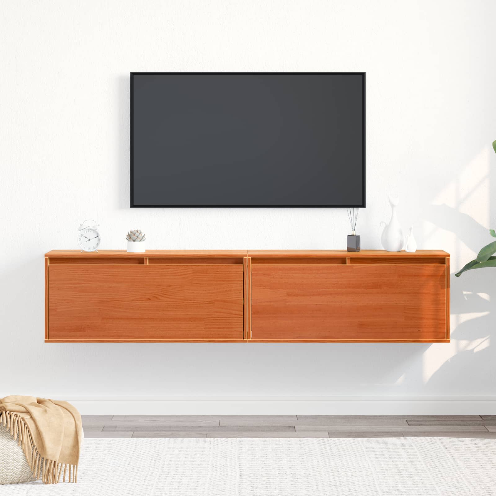Armadietto A Muro 2 Pcs Marrone Cerato 80 X 30 X 35 Cm