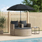 Lettino Da Giardino Con Ombrellone Nero In Polyrattan