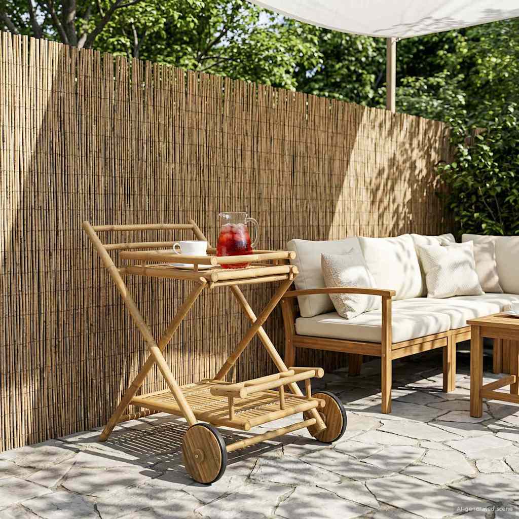 Carrello Per Tè Con Ruote Naturale 79 X 67.5 X 84 Cm Bambù