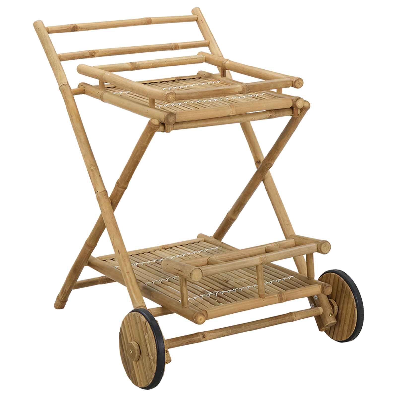 Carrello Per Tè Con Ruote Naturale 79 X 67.5 X 84 Cm Bambù