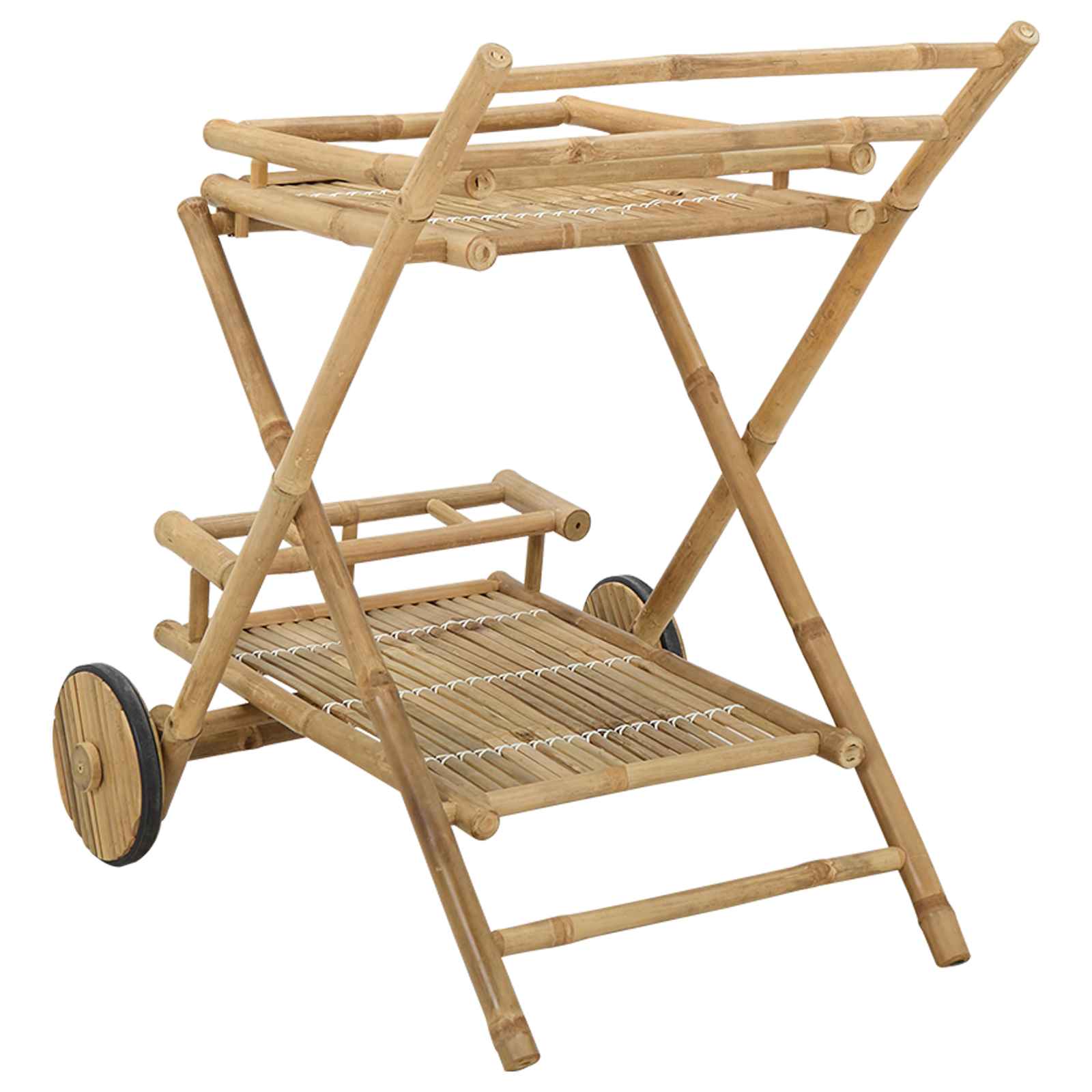 Carrello Per Tè Con Ruote Naturale 79 X 67.5 X 84 Cm Bambù