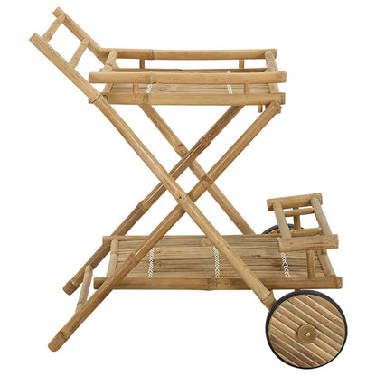 Carrello Per Tè Con Ruote Naturale 79 X 67.5 X 84 Cm Bambù