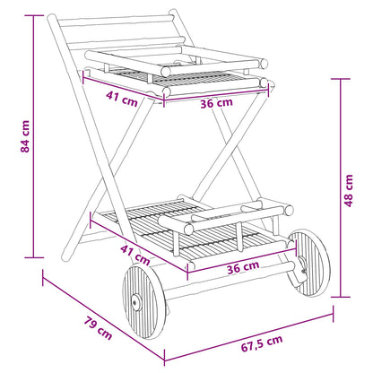 Carrello Per Tè Con Ruote Naturale 79 X 67.5 X 84 Cm Bambù