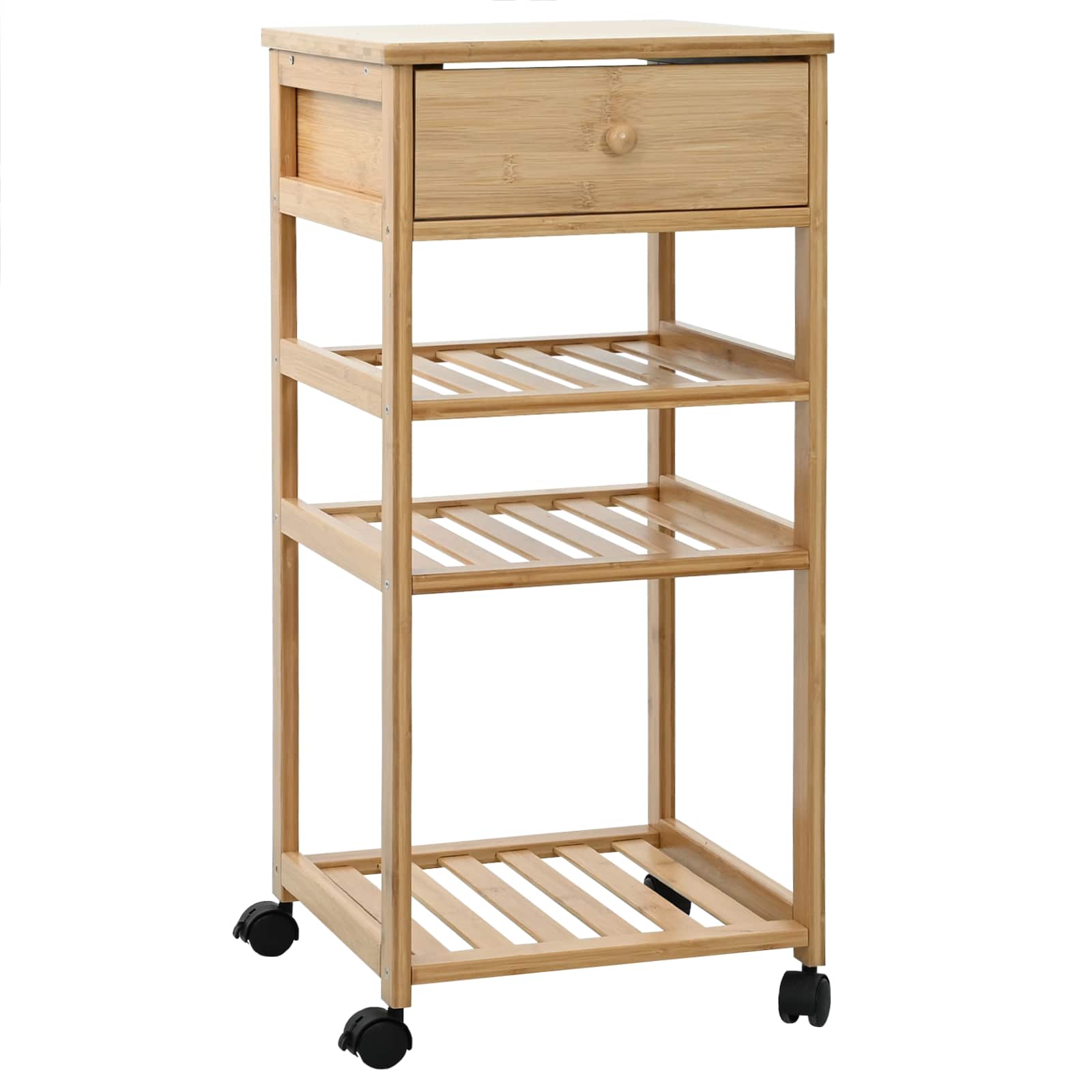 Carrello Da Cucina Con Ruote Naturale 37 X 36 X 80 Cm Bambù