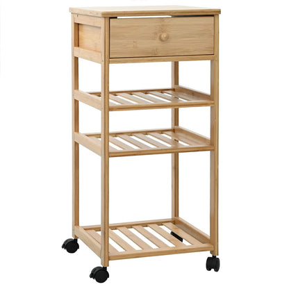 Carrello Da Cucina Con Ruote Naturale 37 X 36 X 80 Cm Bambù