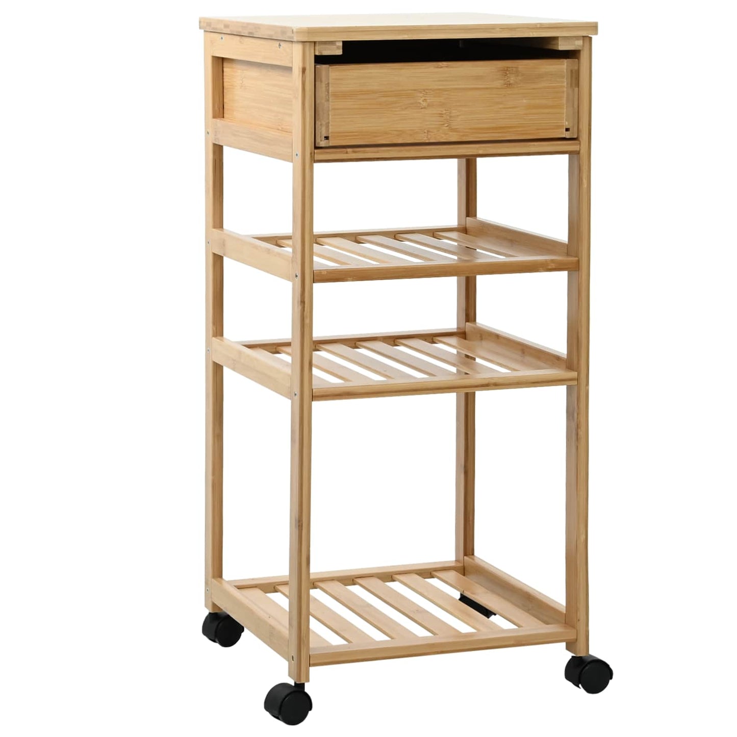 Carrello Da Cucina Con Ruote Naturale 37 X 36 X 80 Cm Bambù