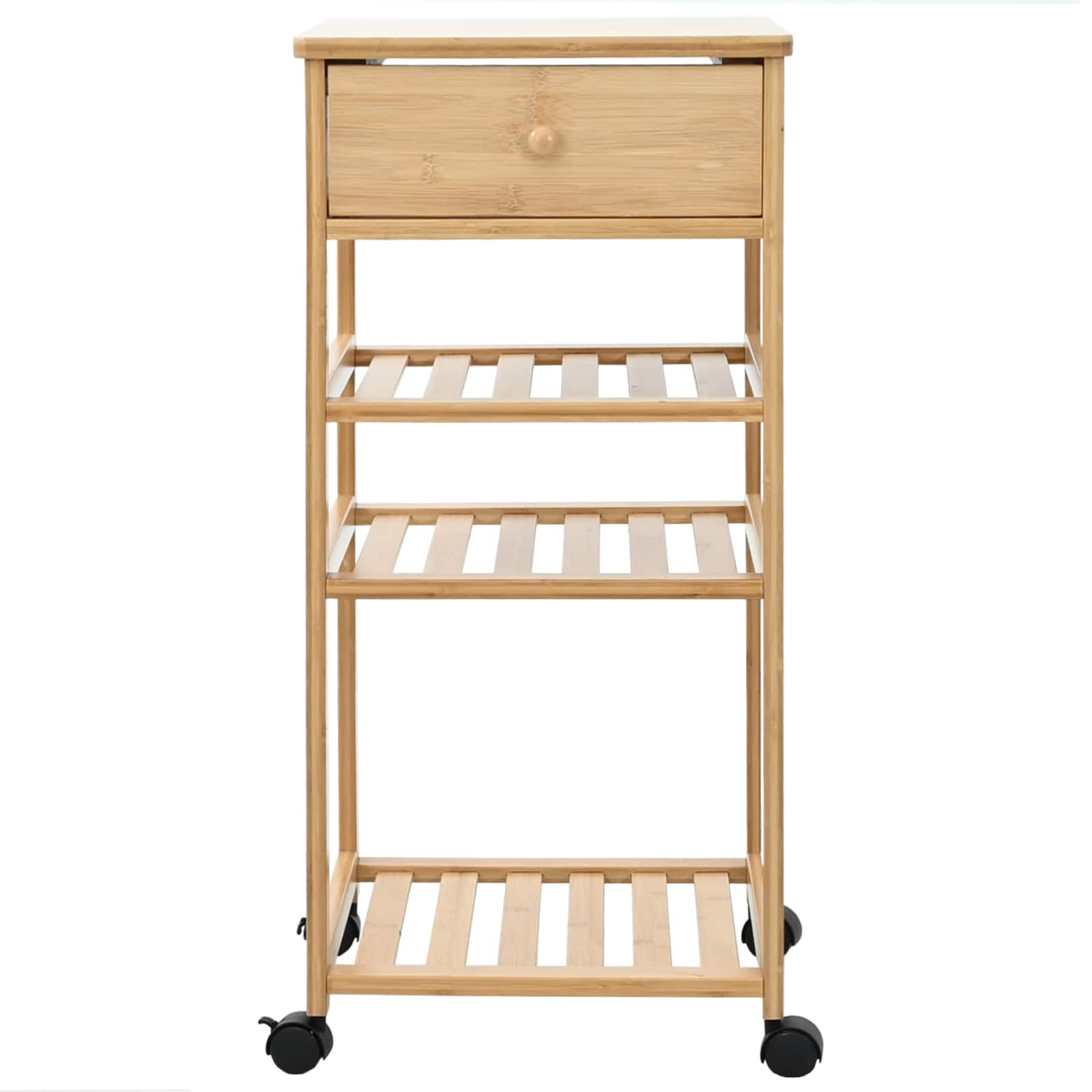 Carrello Da Cucina Con Ruote Naturale 37 X 36 X 80 Cm Bambù