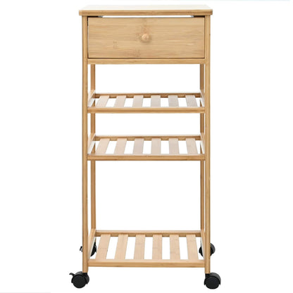 Carrello Da Cucina Con Ruote Naturale 37 X 36 X 80 Cm Bambù