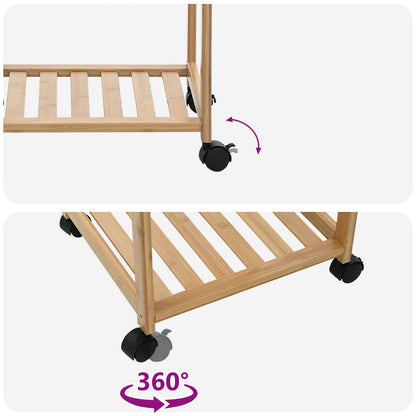 Carrello Da Cucina Con Ruote Naturale 37 X 36 X 80 Cm Bambù