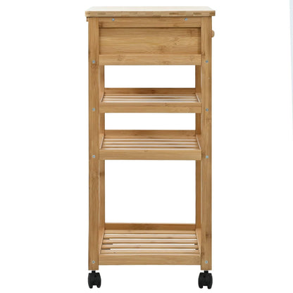 Carrello Da Cucina Con Ruote Naturale 37 X 36 X 80 Cm Bambù