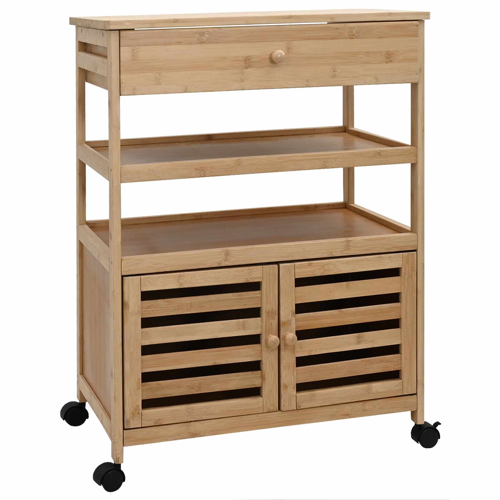 Carrello Da Cucina Con Ruote Naturale 59,5 X 36 X 82 Cm Bambù