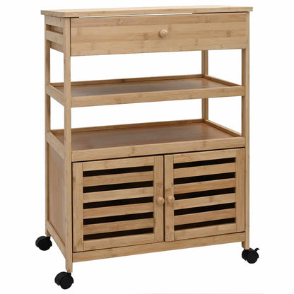 Carrello Da Cucina Con Ruote Naturale 59,5 X 36 X 82 Cm Bambù