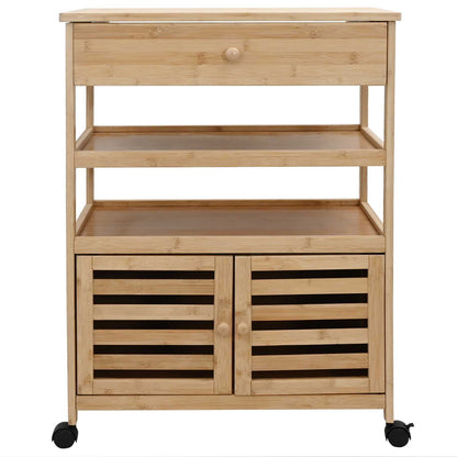 Carrello Da Cucina Con Ruote Naturale 59,5 X 36 X 82 Cm Bambù