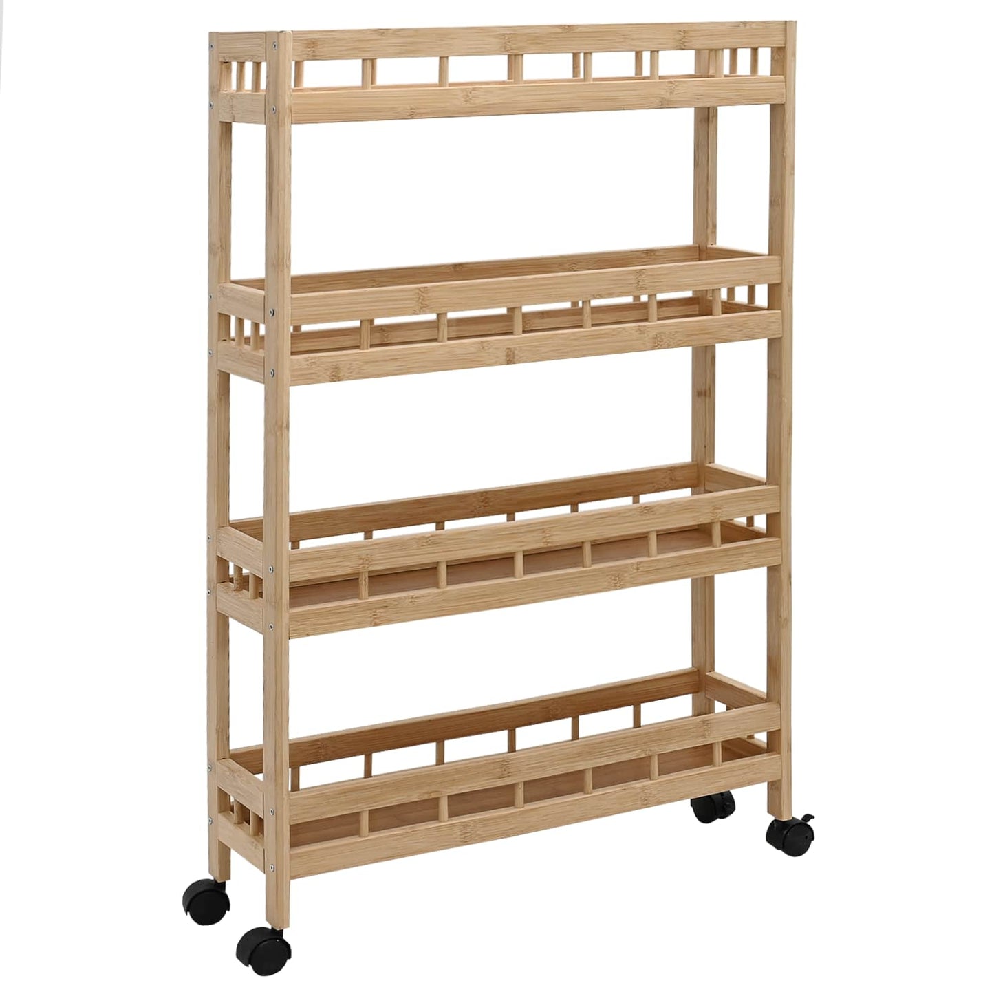 Carrello Da Cucina Con Ruote Naturale 60 X 18 X 97 Cm Bambù